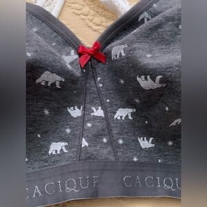 New Cacique POLAR BEARS Cotton Unlined Full Coverage No Wire Racerback Bra 42DDD